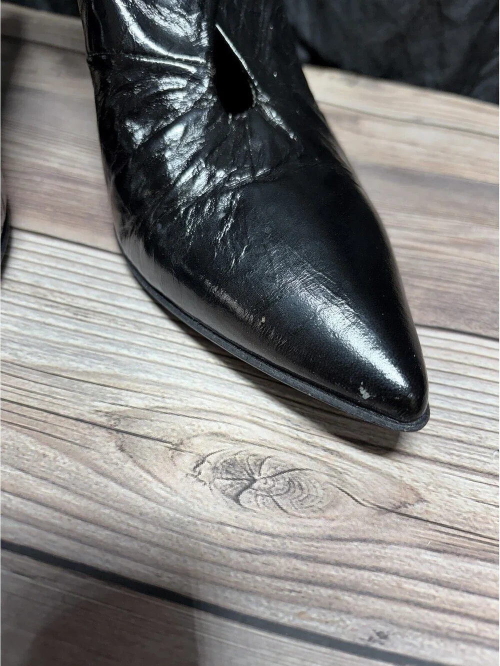 Womens Ankle Boots Black Metallic Slim Heels Leather 8 M